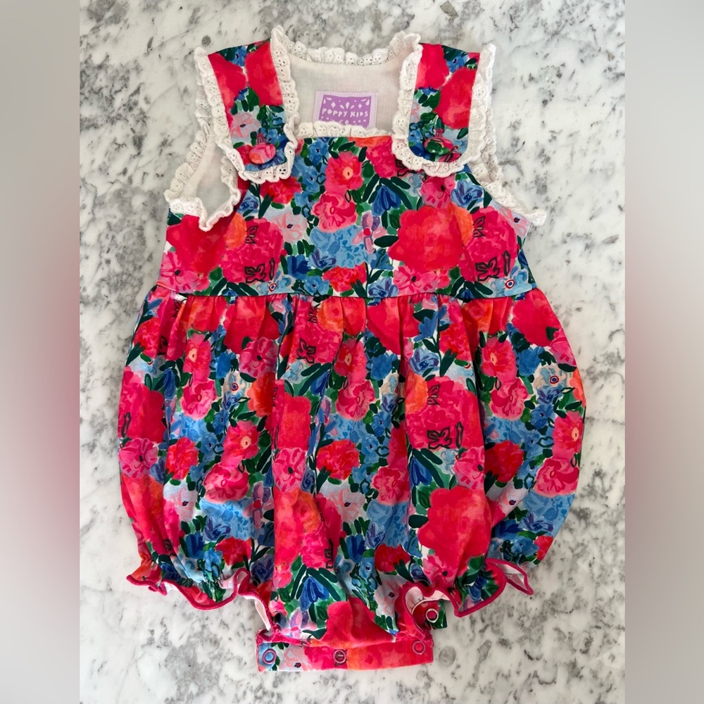 Poppy Kids Co Baby Romper (Baby Bubble) in Floral Print, 12 M